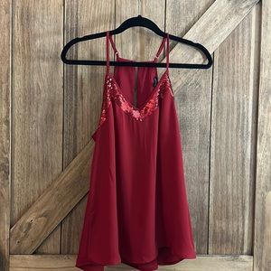 Red sequin tank top